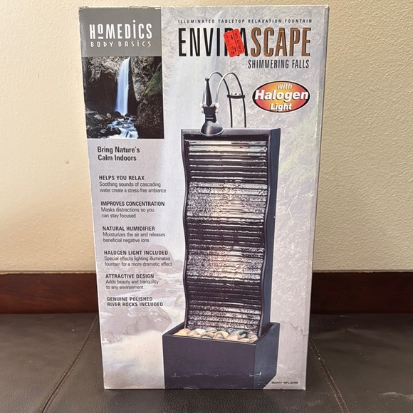 Homedics Envirascape Shimmering Falls Tabletop Fountain w/Halogen Light